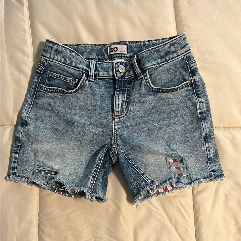 SO Kids Blue Denim Shorts with Distressed Details